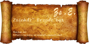 Zsinkó Erzsébet névjegykártya